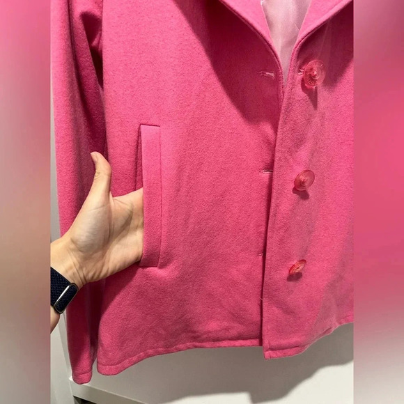 Split Wool Blend Pink Pea Coat Size S Barbie Elle Woods Jacket Blazer - Picture 5 of 13